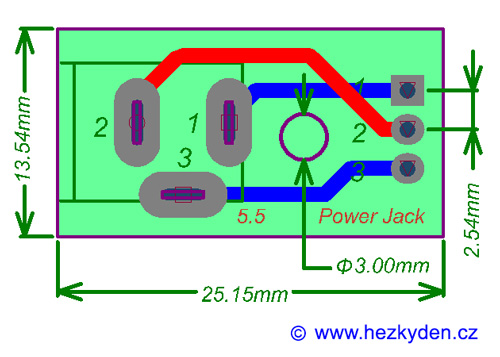 Adapter DC napájecí konektor - schéma