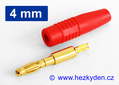 Banánek 4mm zlacený pájecí - detail pájecího žlábku