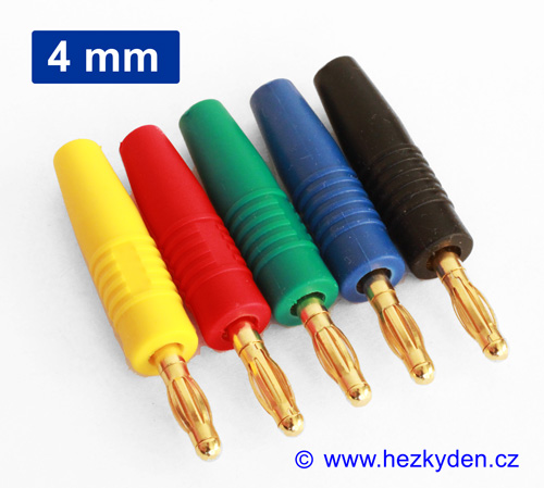 Banánek 4mm zlacený pájecí - barevné provedení