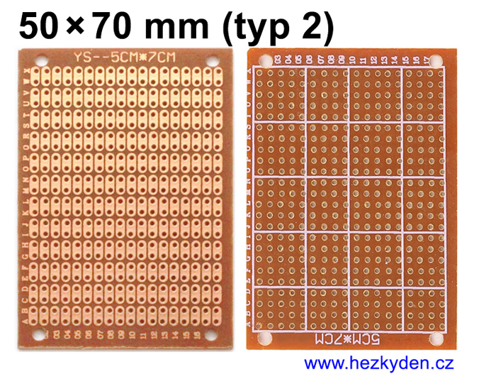 Bastldesky - jednostranné univerzální plošné spoje vrtané - 50x70mm (2)