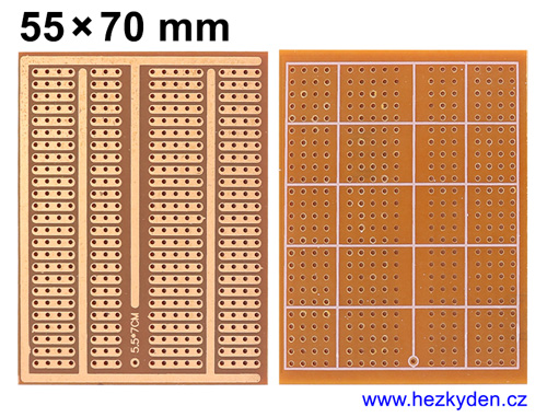 Bastldesky - jednostranné univerzální plošné spoje vrtané - 55x70mm