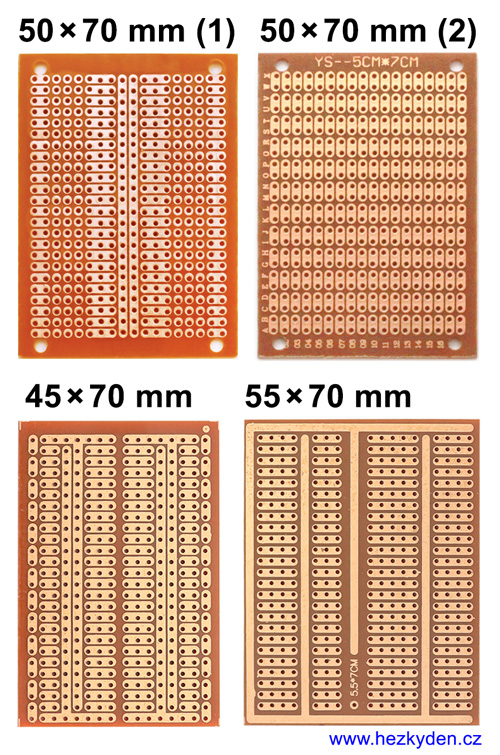 Bastldesky univerzální plošné spoje 5x7 cm SPECIAL - porovnání
