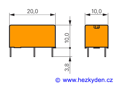Bistabilní relé TE Schrack - rozměry