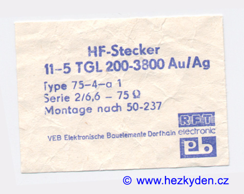 BNC konektor na kabel NDR - 75 ohm - štítek