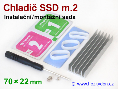 Chladič na SSD s instalační sadou - rozměr 70x22mm