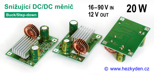 DC-DC měnič HV9012 - 20 wattů, výstup 12 voltů