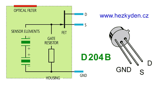 Detektor pohybu D204B schéma