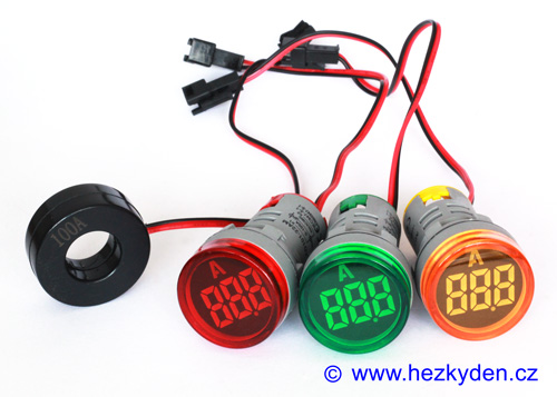 Digitální ampérmetry LED kontrolky MAXI 100 A AC se snímací cívkou