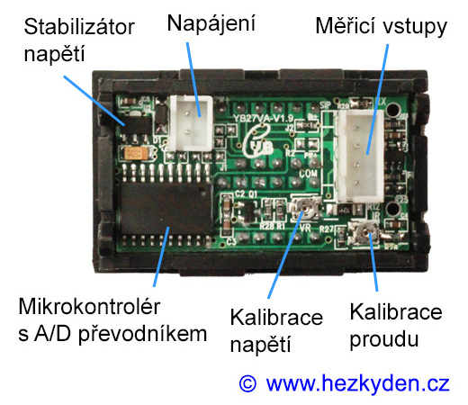 Kombinovaný voltmetr/ampérmetr – konstrukce