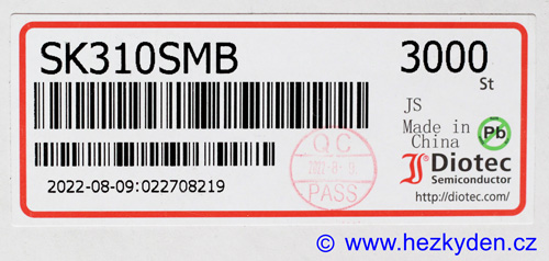 Dioda SK310SMB - štítek