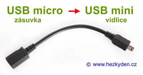 Kabel (propojka) USB micro - USB mini