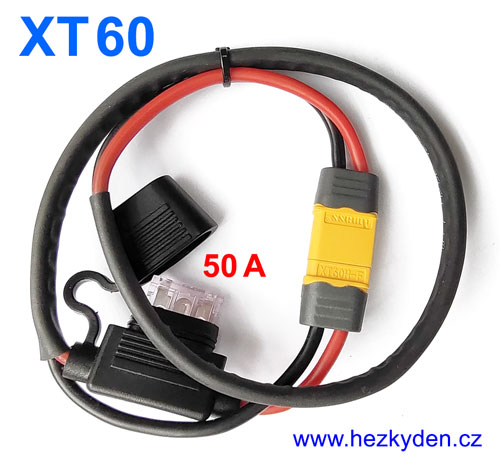 Kabel XT60 s pojistkovým pouzdrem pojistka 50A