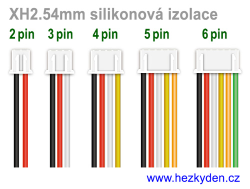 Konektory XH2.54mm se silikonovým kabelem - barvy