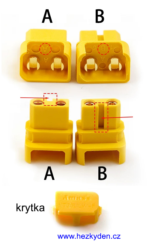 Konektory XT30 zásuvka na kabel - varianta A a B