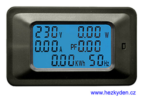LCD wattmetr měřič spotřeby - displej