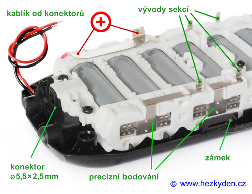 Li-Ion baterie 18650 Akupack 2000mAh - konstrukce