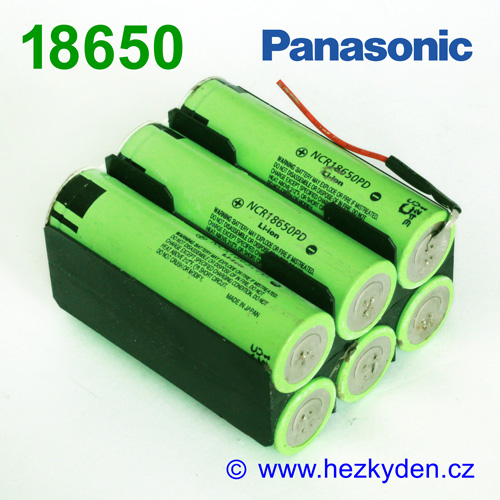 Li-Ion baterie NCR18650B Panasonic - spojené do šestice