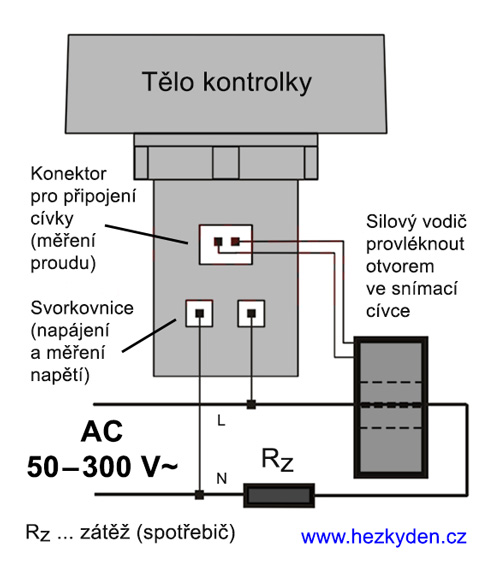 Multifunkční elektroměr kontrolka - schéma