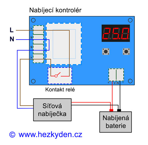 Nabíjecí kontrolér XH-M602 - schéma