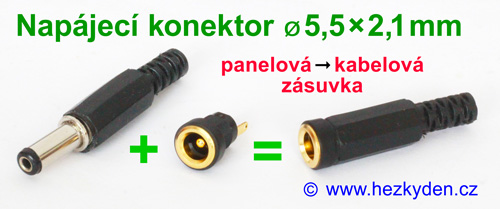 Napájecí konektor 5,5/2,1mm - zlacená panelová/kabelová zásuvka