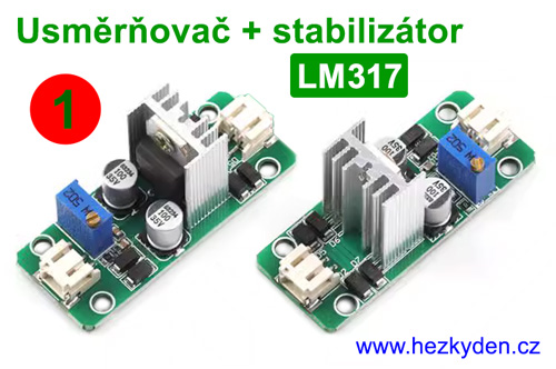 Napájecí modul regulovatelný stabilizátor LM317 konektory PH2.0