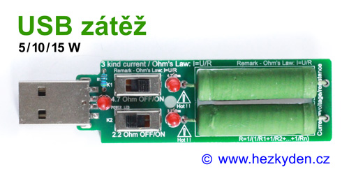 Odporová USB zátěž 15 W