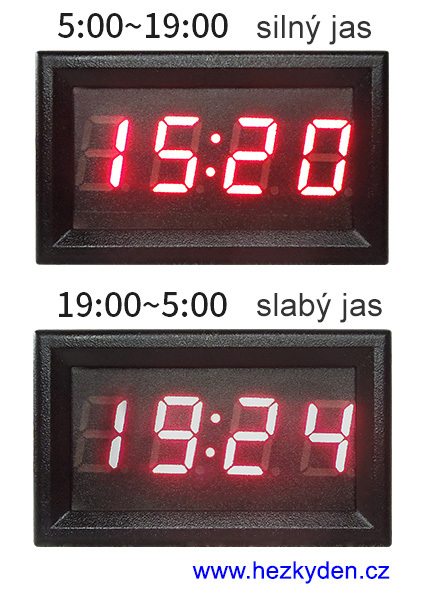 Panelové digitální hodiny/teploměr/voltmetr - jas