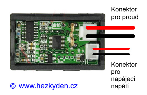 Panelový digitální ampérmetr LED - 5 míst - DC - připojení konektorů