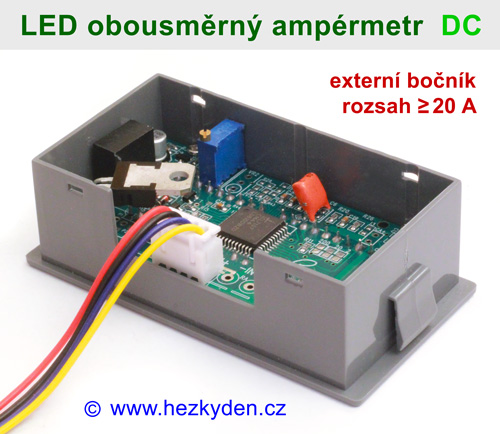 Obousměrný izolovaný ampérmetr LED - 3 místa - rámeček JUMBO - varianta ±20 A - konstrukce