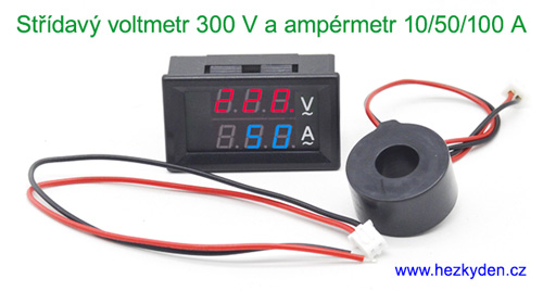 Panelový digitální LED voltmetr 300V~ AC ampérmetr 10/50/100 A