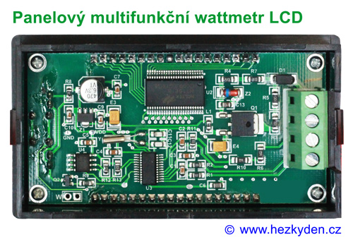 Panelový multifunkční wattmetr LCD 100V 20/50/100A DC - konstrukce