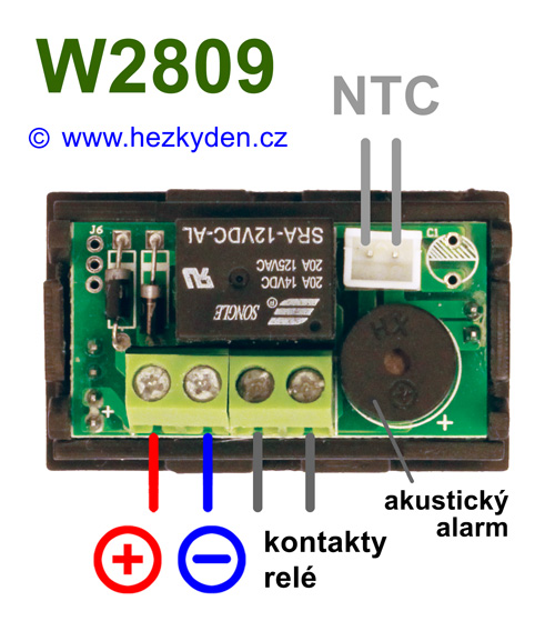 Panelový termostat W2809 - zapojení