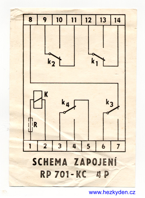  Relé RP701-KC 4P - schéma zapojení
