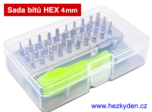 Sada mini bitů HEX 4 mm - krabička