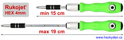 Sada mini bitů HEX 4 mm - rozměry