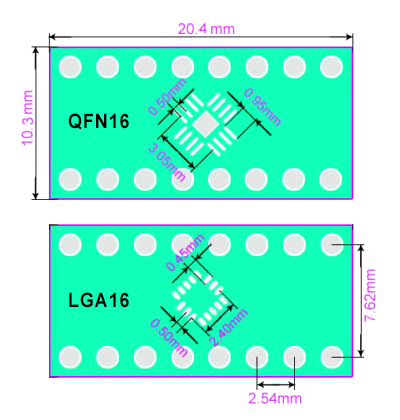 SMT adapter QFN16 LGA16