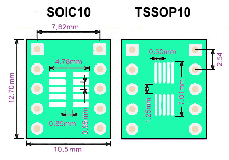 SMT adapter SO10 SOIC10 TSSOP10