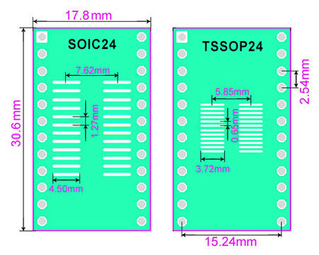 SMT adapter SO24 SOIC24 TSSOP24