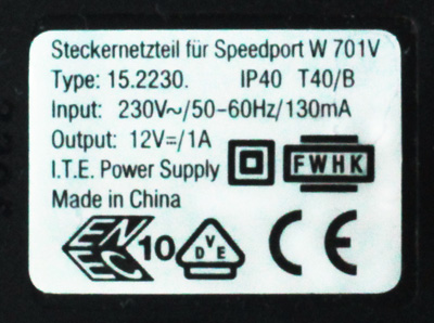Spínaný zdroj adapter 12V 1A - štítek - varianta 2