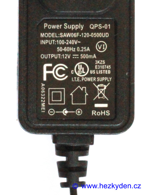 Spínaný zdroj adapter 12V 500mA USA - štítek Spínaný zdroj adapter 12V 500mA USA - štítek