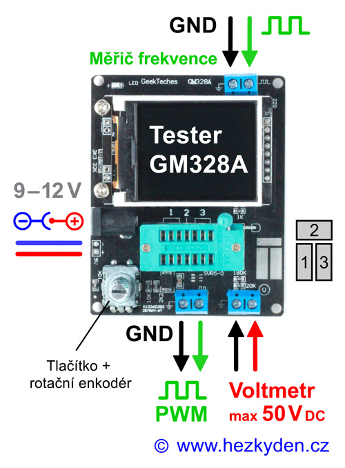 Tester elektro součástek GM328A - popis