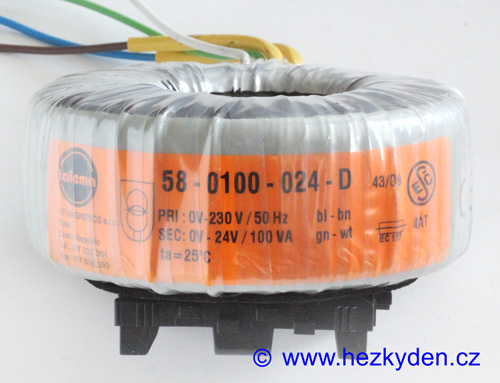 Toroidní trafo 230/24 V, 100 VA - štítek