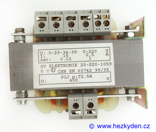 Transformátor EI 400V - štítek
