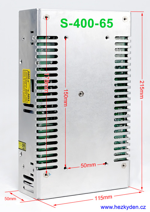 Síťový zdroj S-400-65 rozměry