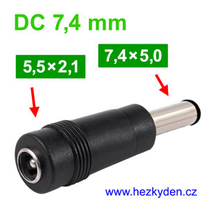 Adapter napájecí konektor 5,5x2,1 - 7,4x5,0 mm