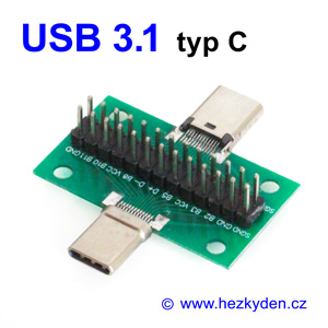 Adapter USB 3.1 typ C konektor vidlice zásuvka komplet