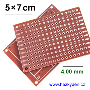 Bastldeska univerzální plošný spoj spoj 1x7cm rozteč 4mm