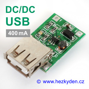 DC-DC měnič USB zvyšující 400mA