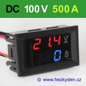 Panelový digitální voltmetr ampérmetr 100V 500A DC