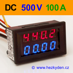 Panelový digitální voltmetr ampérmetr 500V 100A DC